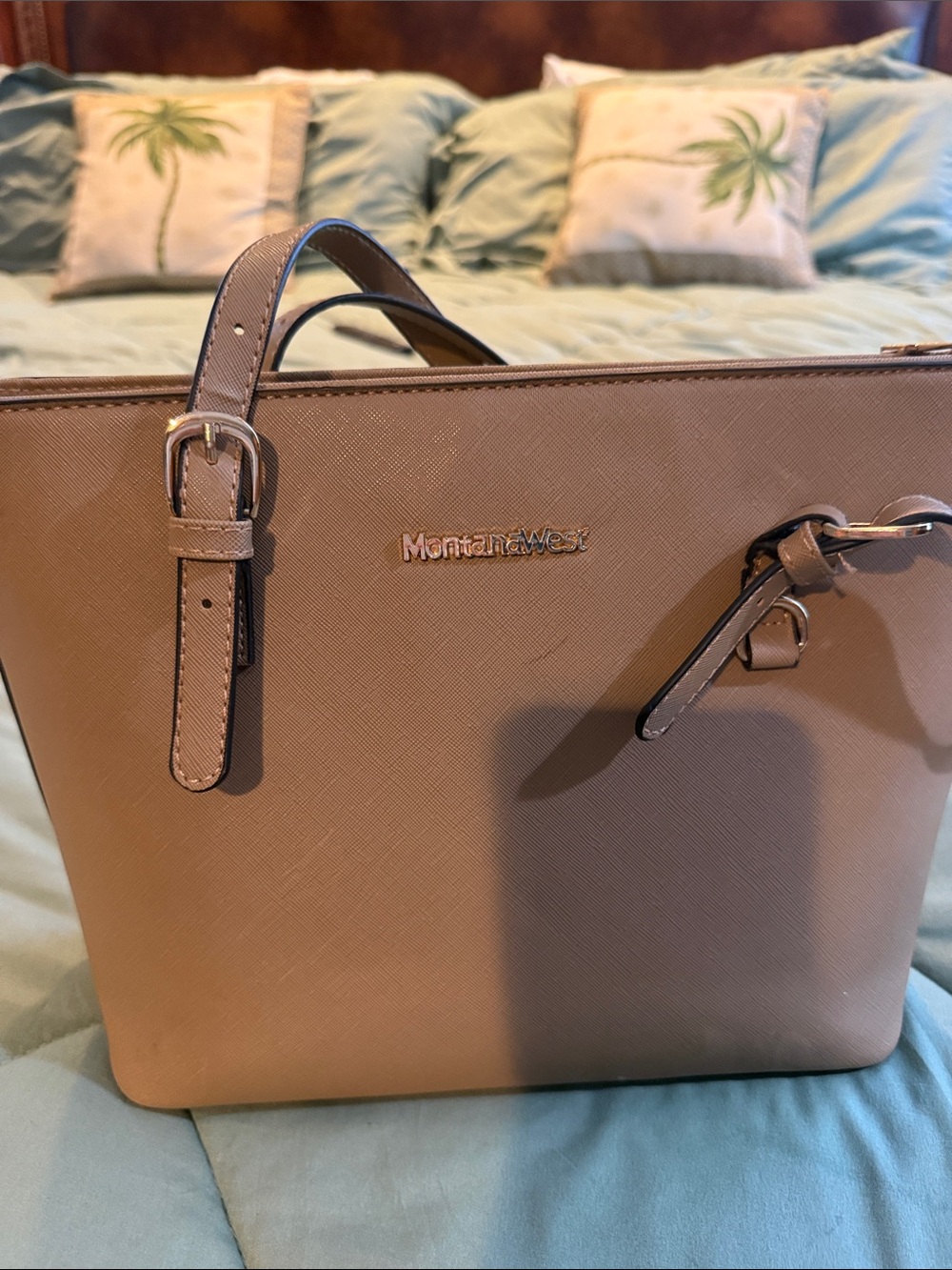 Montana West Taupe Structured Tote with Adjustable Straps brand new